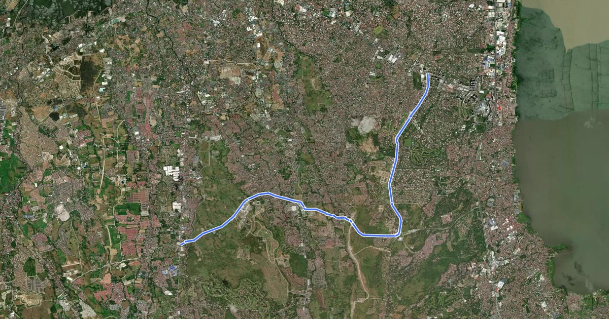 Маршрут Daang Hari Bicycle Route (Alabang → Imus) на спутниковом снимке