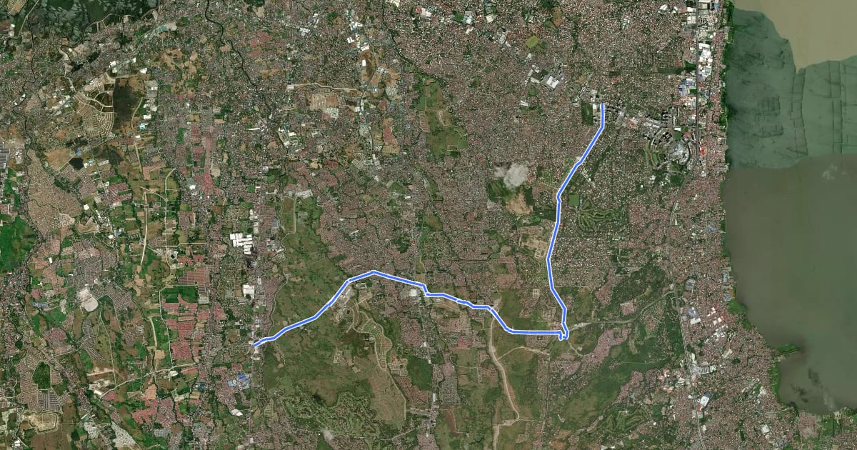 Маршрут Daang Hari Bicycle Route (Imus → Alabang) на спутниковом снимке