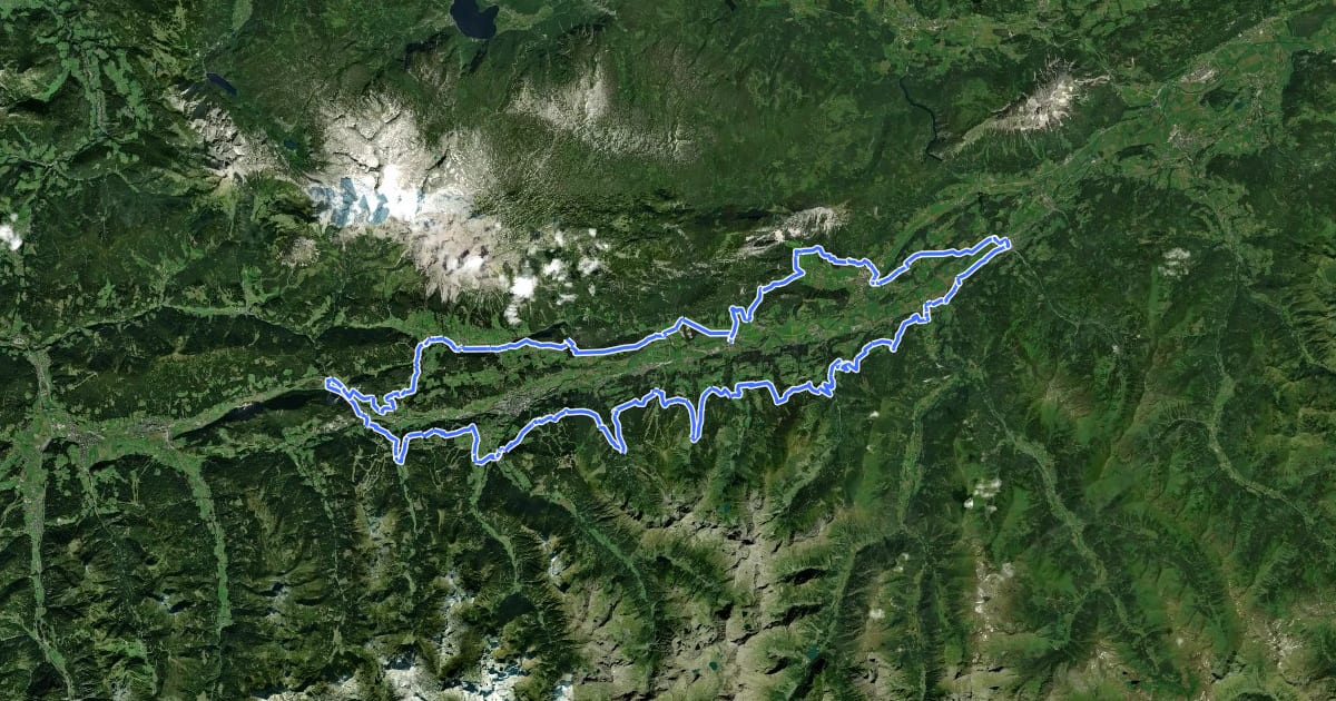 Маршрут Dachstein-Tauern-Panoramaweg на спутниковом снимке