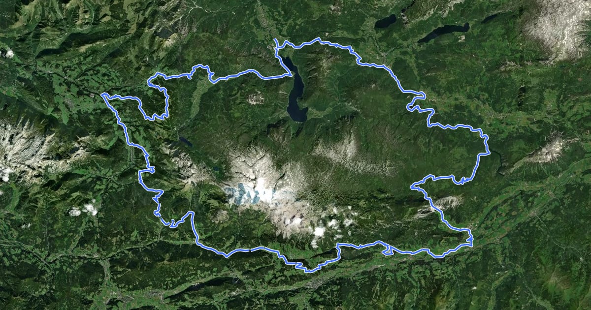 Маршрут Dachsteinrunde Blau на спутниковом снимке