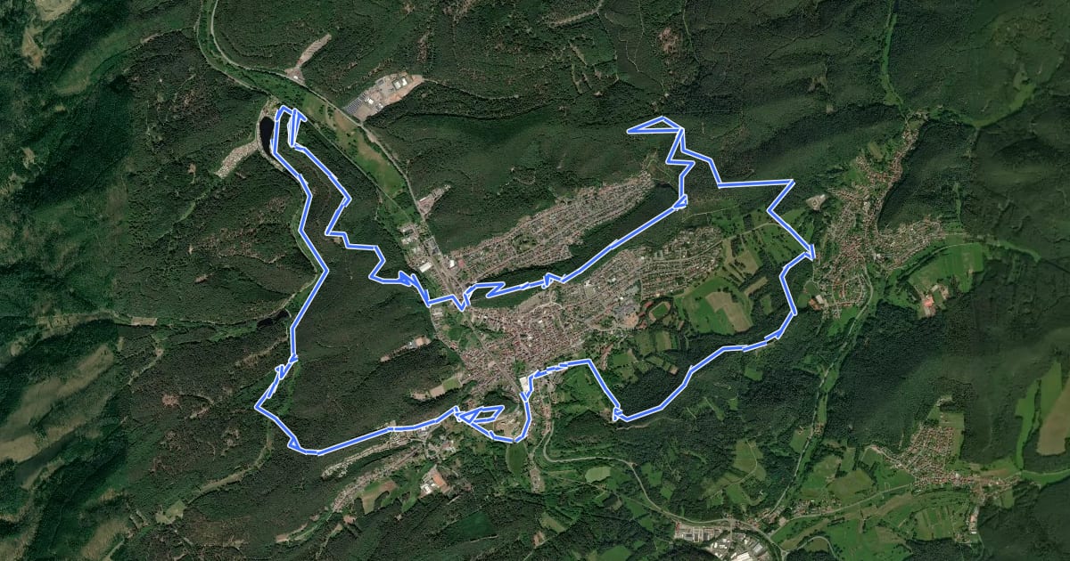 Маршрут Dahner Rundwanderweg на спутниковом снимке