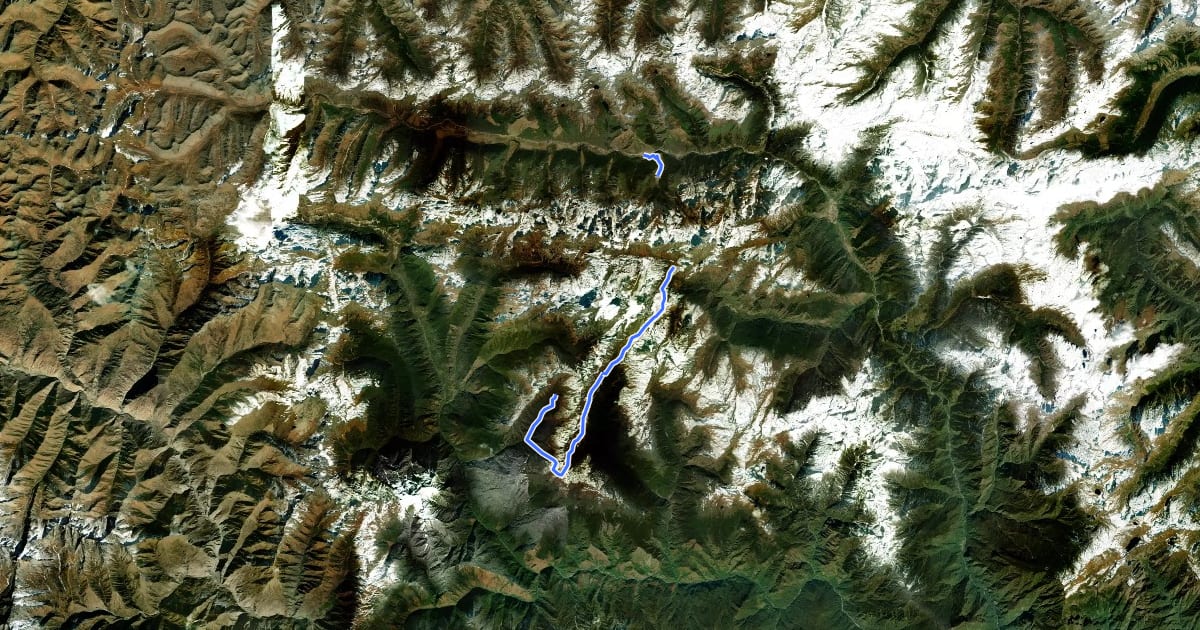 Маршрут Dakpa Shiri pilgrimage route на спутниковом снимке
