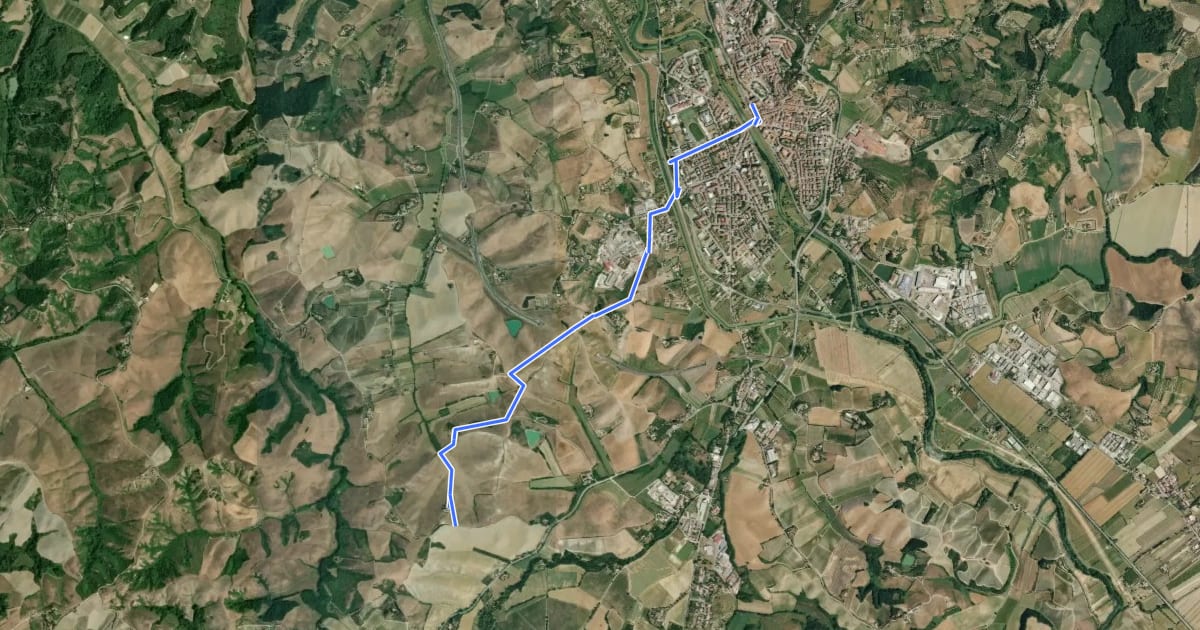 Маршрут Dal Borgo alla Francigena на спутниковом снимке