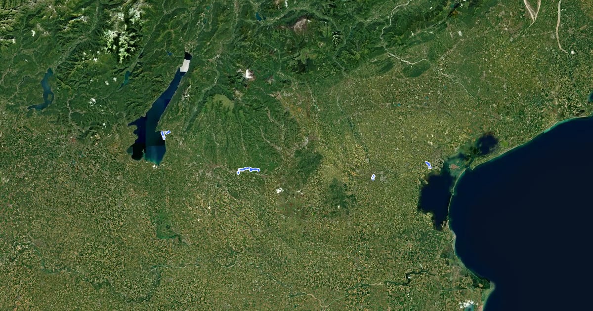 Маршрут Dal Lago di Garda a Venezia (Alternative, escursioni e collegamenti) на спутниковом снимке