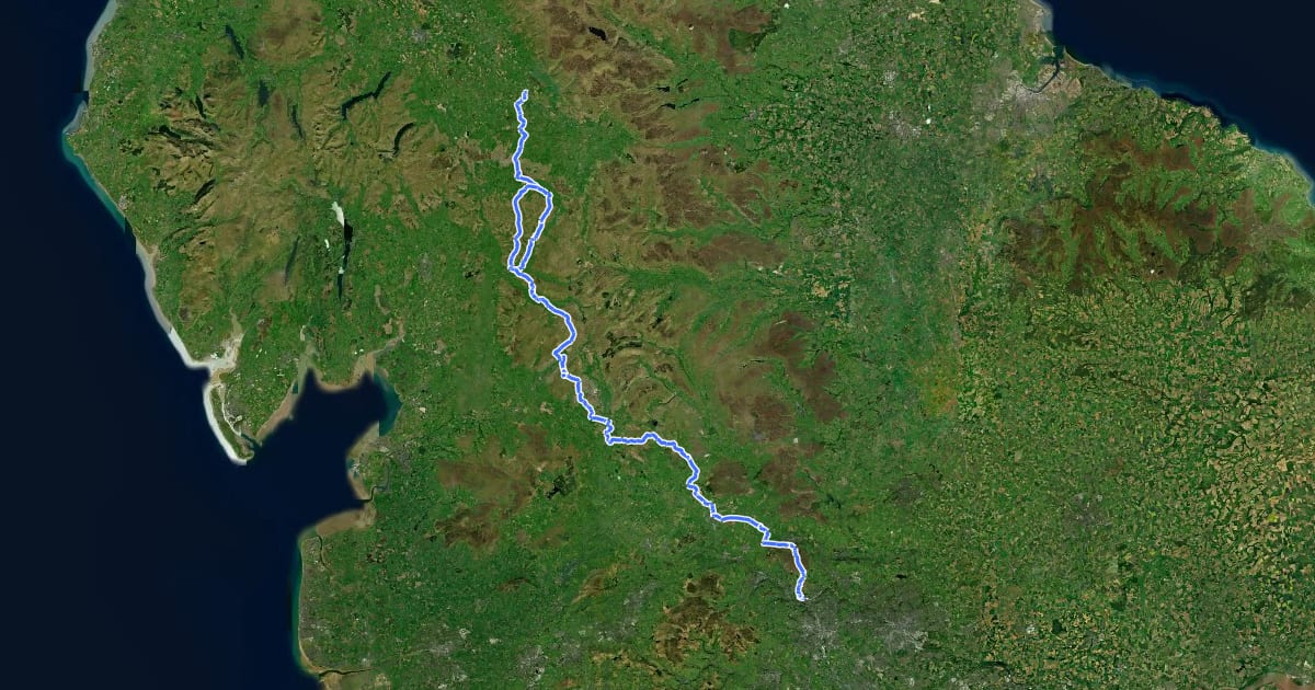 Маршрут Dales High Way на спутниковом снимке
