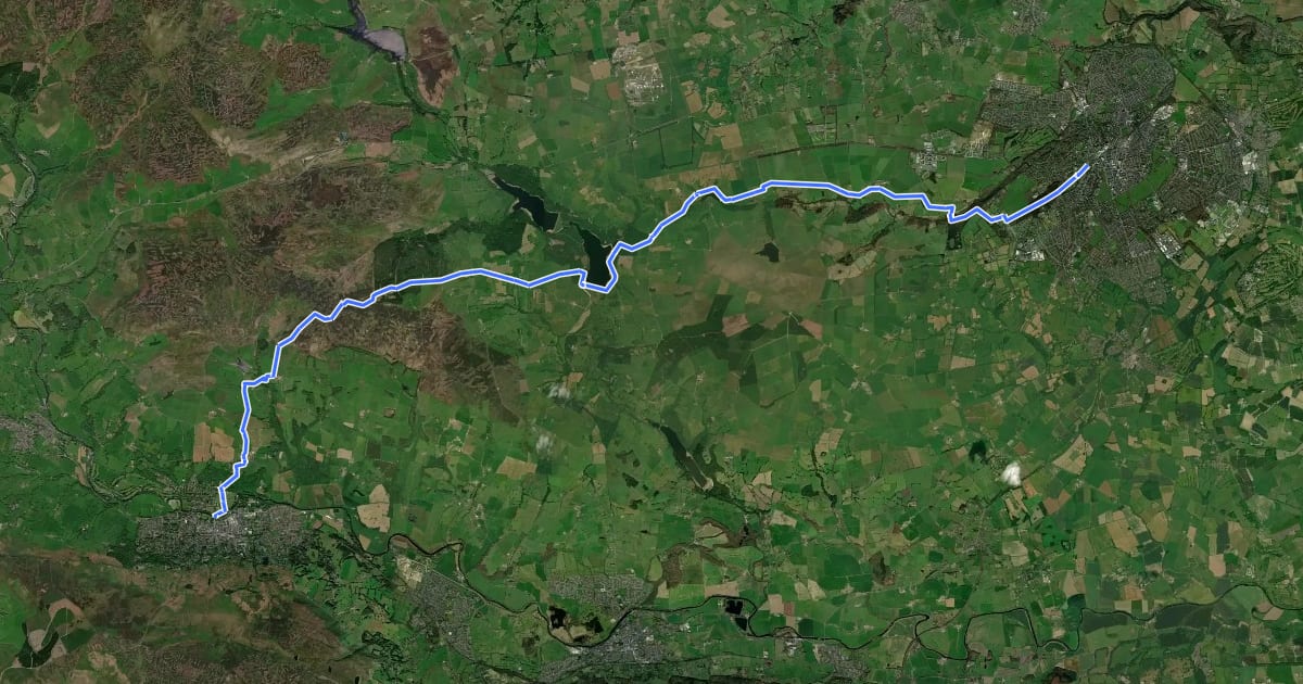 Маршрут Dales Way - Harrogate Link Path на спутниковом снимке