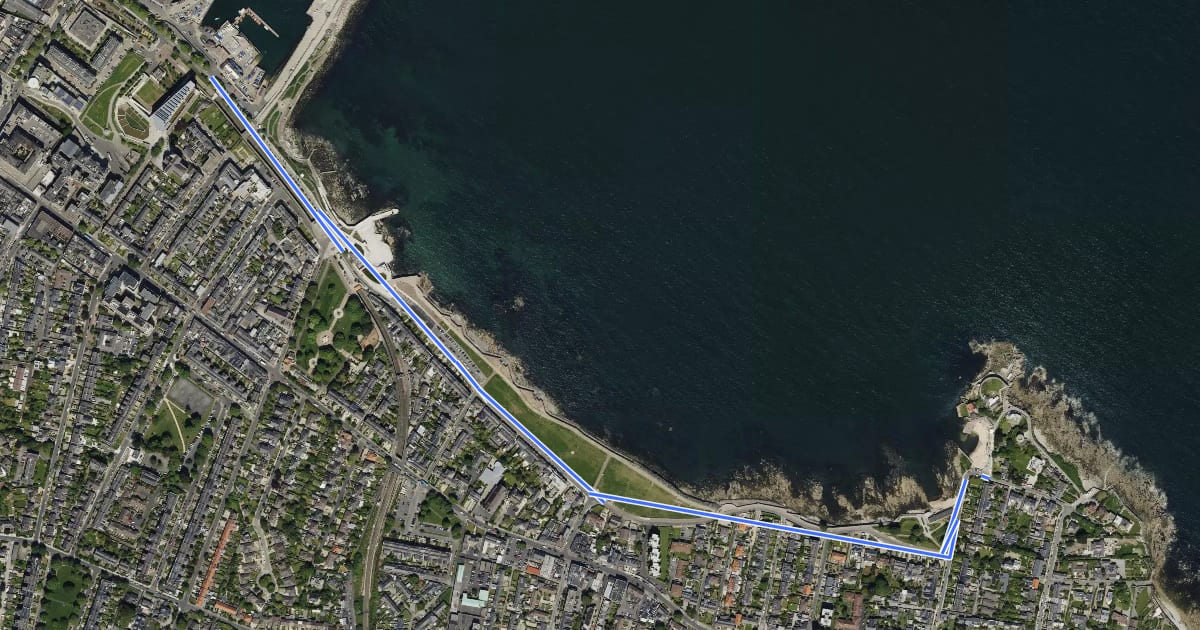 Маршрут Dalkey Blue Way на спутниковом снимке
