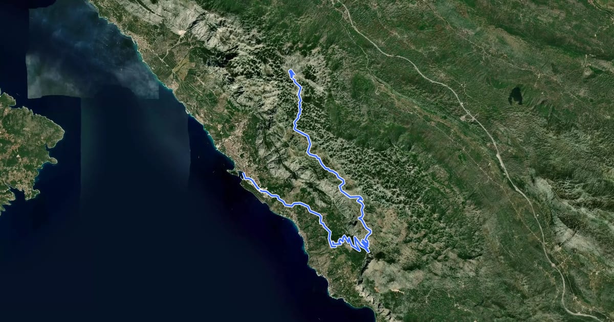 Маршрут Dalmatia by bike 3 на спутниковом снимке