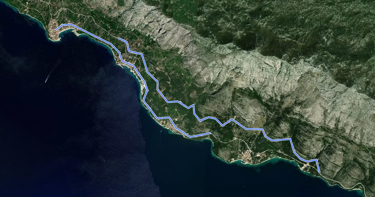 Маршрут Dalmatia by bike 6 на спутниковом снимке