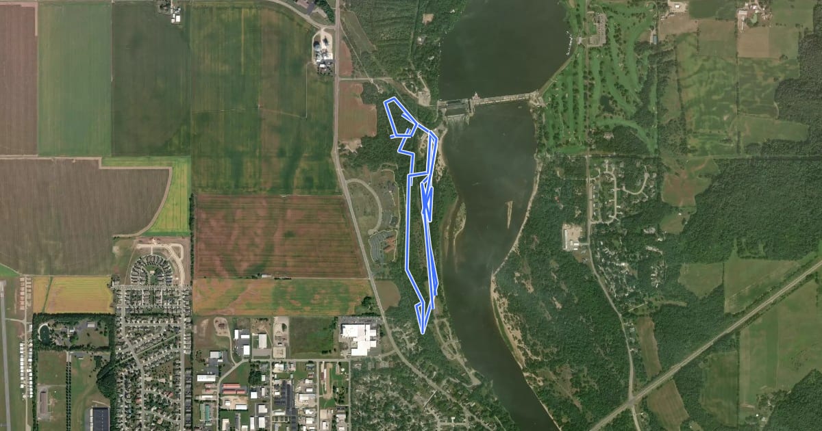 Маршрут Dam Trails at Alliant Energy на спутниковом снимке