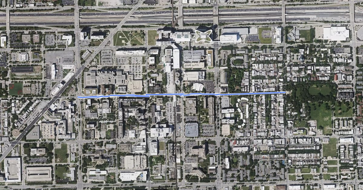 Маршрут Damen Avenue - Loomis Street на спутниковом снимке