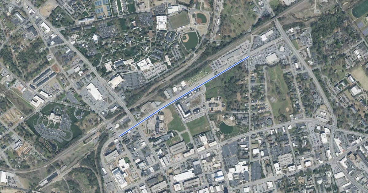 Маршрут Daniel Morgan Cyclepath на спутниковом снимке