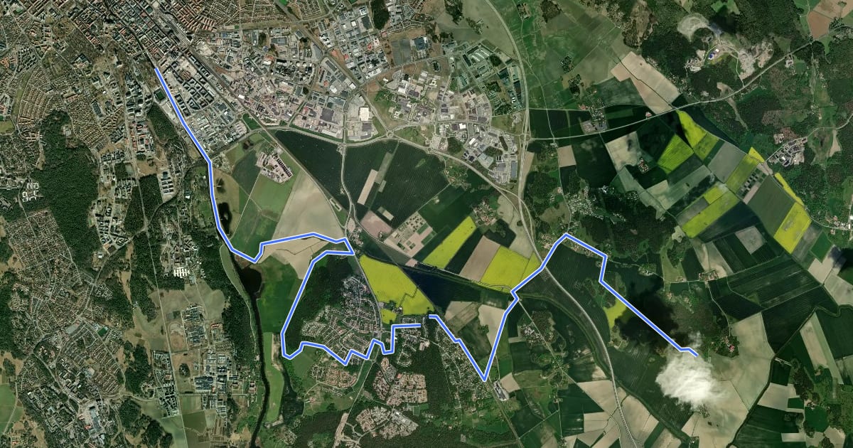 Маршрут Danmarksvandringen на спутниковом снимке