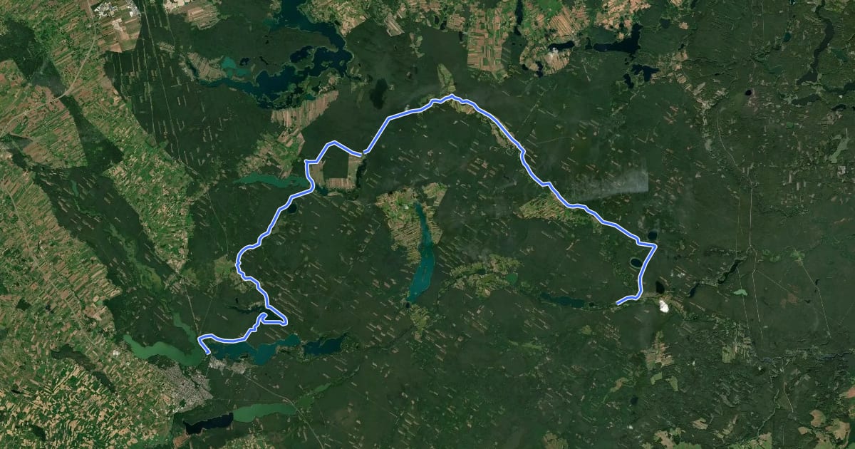 Маршрут Danowskie - Tobołowo - Sarnetki на спутниковом снимке