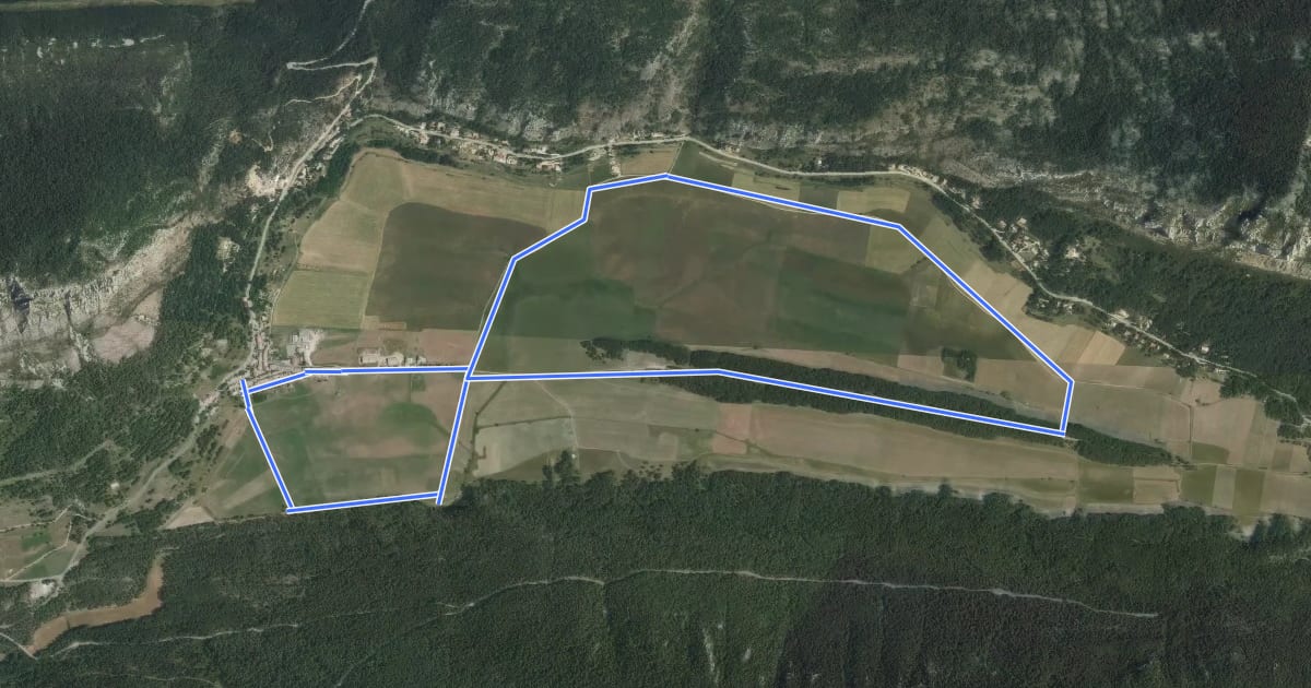 Маршрут Dans les Plaines de l'Ouest на спутниковом снимке