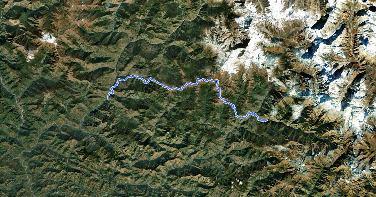 Маршрут Darchula to Khandeshwari на спутниковом снимке