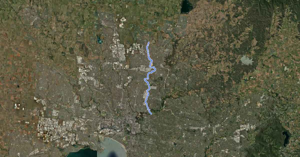 Маршрут Darebin Creek Trail на спутниковом снимке