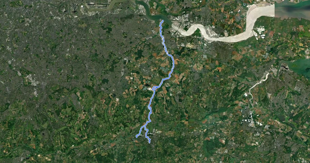 Маршрут Darent Valley Path на спутниковом снимке
