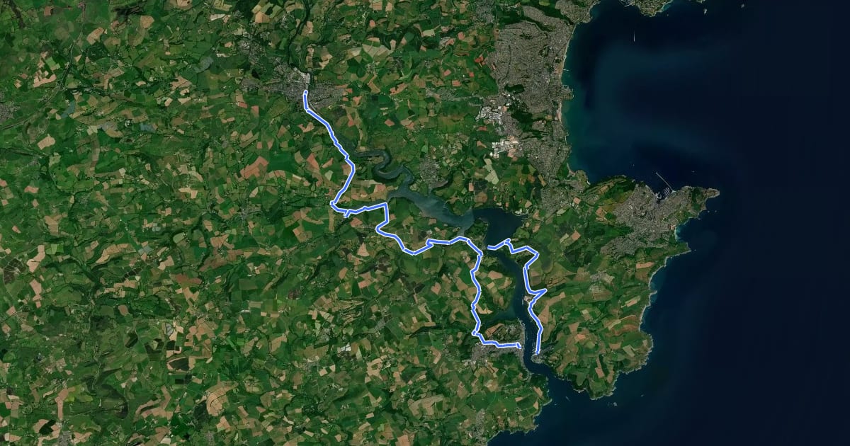 Маршрут Dart Valley Trail на спутниковом снимке