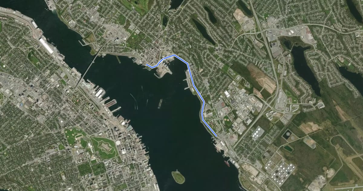 Маршрут Dartmouth Harbourfront AT Greenway на спутниковом снимке