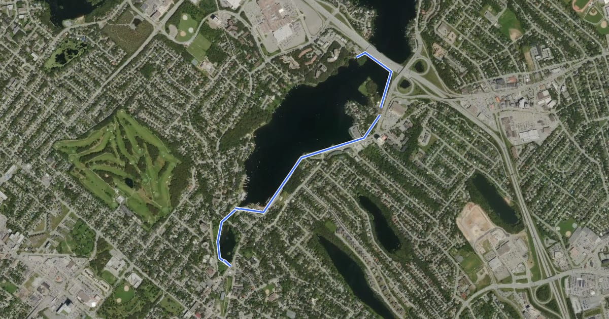 Маршрут Dartmouth Multi-Use Trail на спутниковом снимке