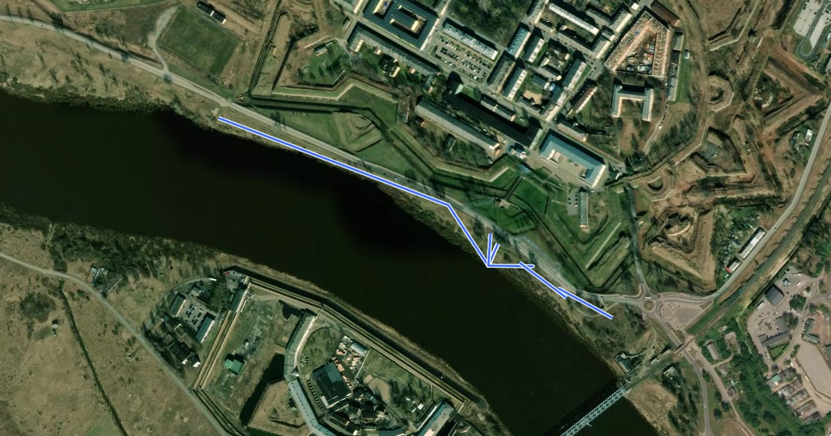 Маршрут Daugavpils cietokšņa promenāde на спутниковом снимке