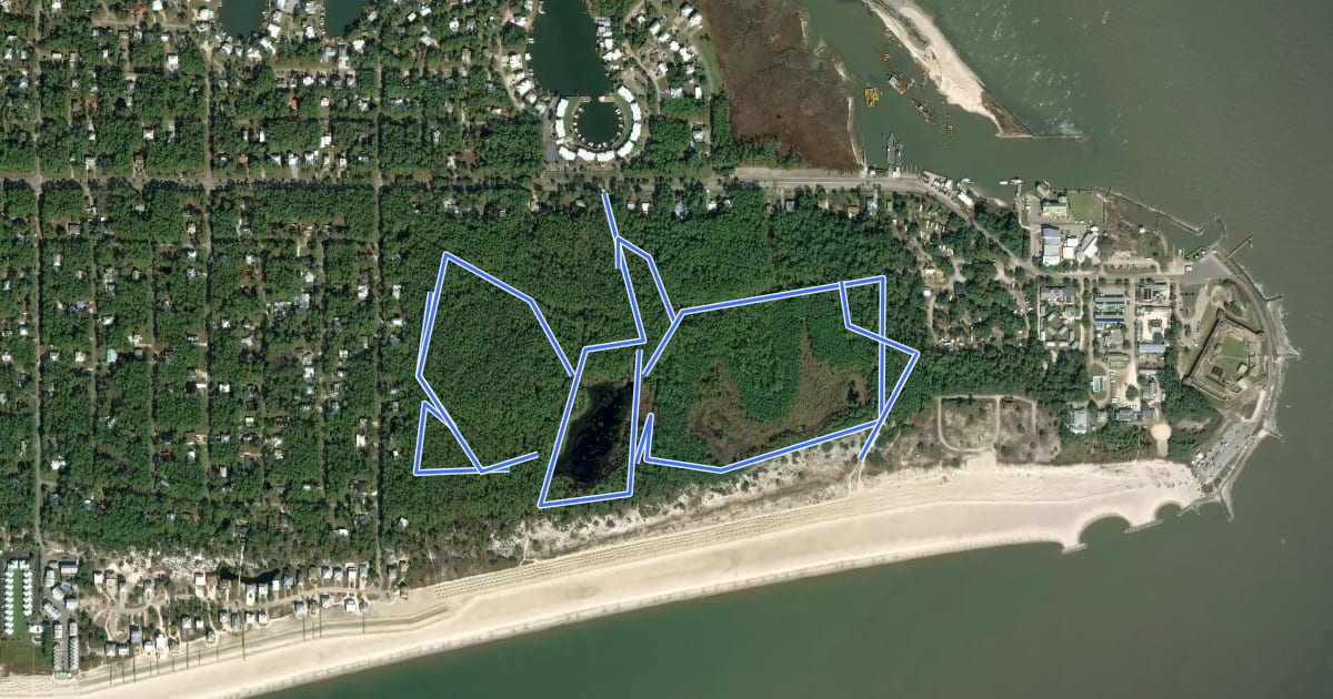 Маршрут Dauphin Island Audubon Bird Sanctuary National Recreation Trail на спутниковом снимке