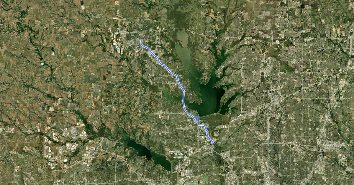 Маршрут DCTA A Train Trail на спутниковом снимке