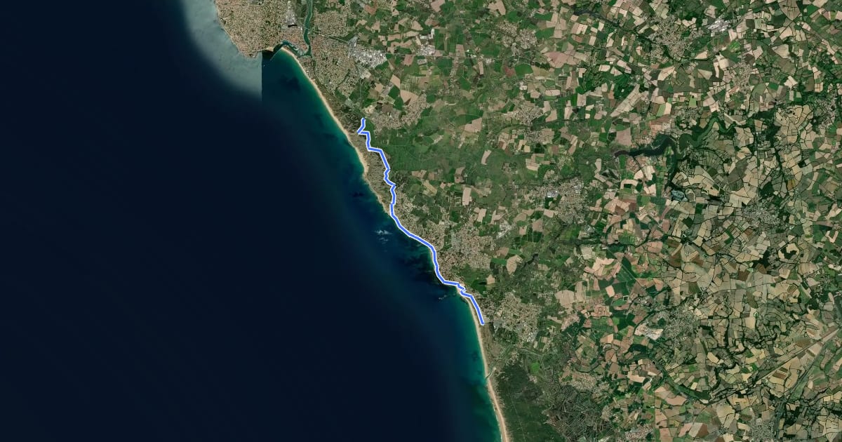 Маршрут De Brétignolles-sur-Mer à Brem-sur-Mer на спутниковом снимке
