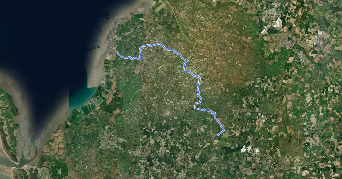 Маршрут De Châteauneuf à Bouin на спутниковом снимке