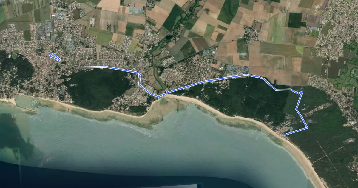 Маршрут De Jard-sur-Mer à Longeville на спутниковом снимке