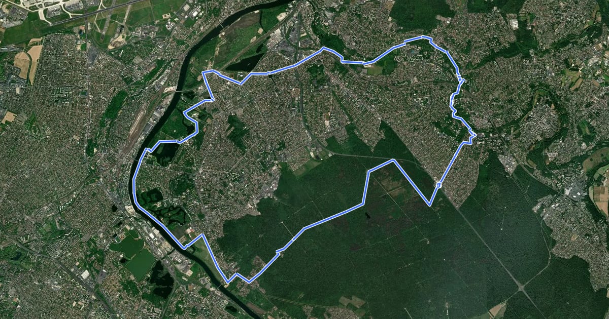 Маршрут De l'Yerres à la Seine на спутниковом снимке