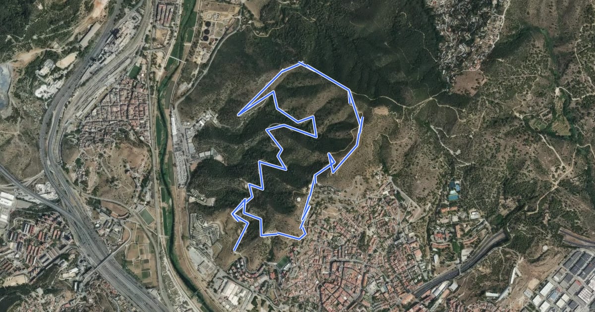 Маршрут De la font de l'Alzina al Puig Castellar на спутниковом снимке