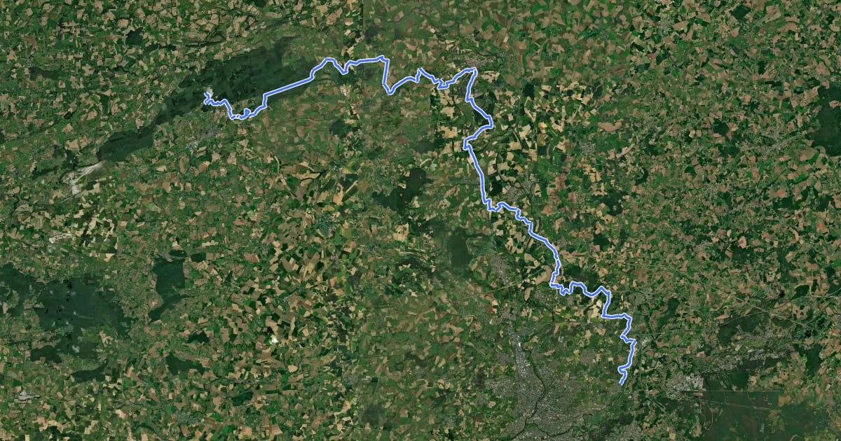 Маршрут De la Manche aux Pyrénées 06, Sillé-le-Guillaume - Yvré-l'Évêque на спутниковом снимке