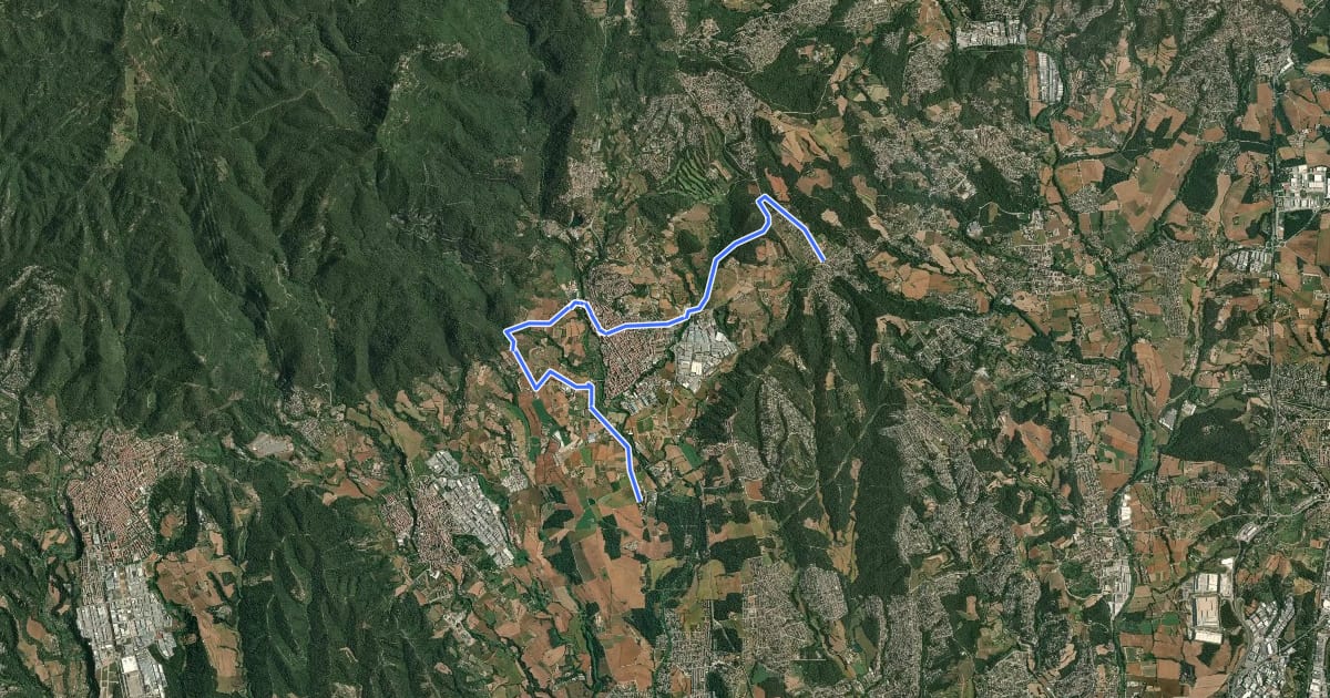 Маршрут De la Tordera al Llobregat. Variant Torre Marimon на спутниковом снимке