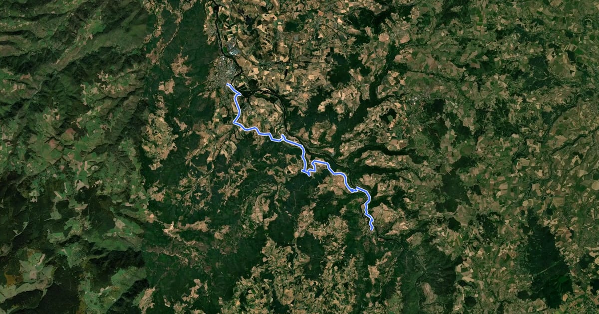 Маршрут De Langeac à Prades на спутниковом снимке