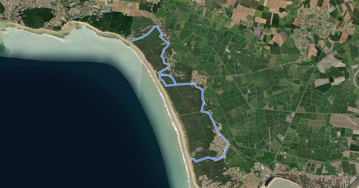 Маршрут De Longeville sur Mer à La Tranche sur Mer на спутниковом снимке