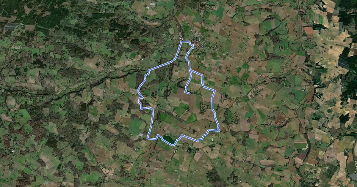 Маршрут De Mézin à Villeneuve-de-Mézin, sur la route de Compostelle 16.6 km на спутниковом снимке