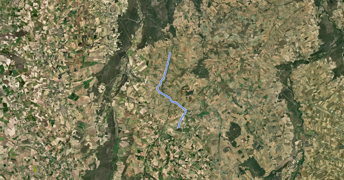 Маршрут De Melque a Laguna Rodrigo на спутниковом снимке