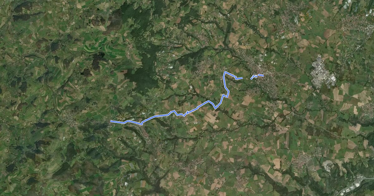 Маршрут De Mornant à Riverie на спутниковом снимке
