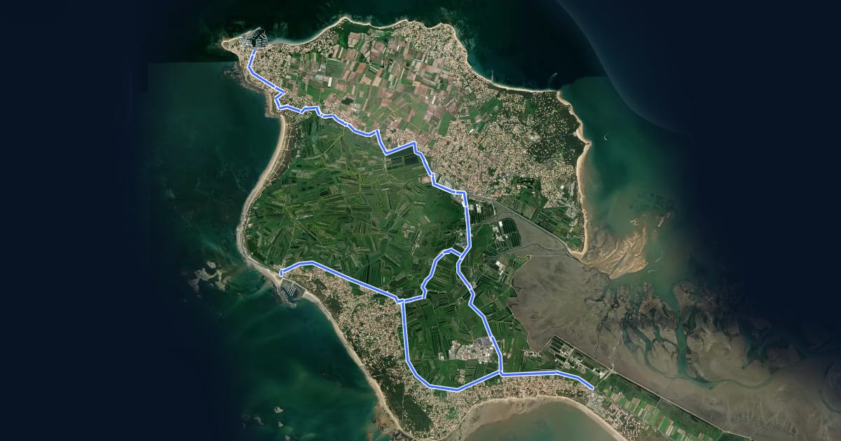Маршрут De Noirmoutier à la Guérinière на спутниковом снимке