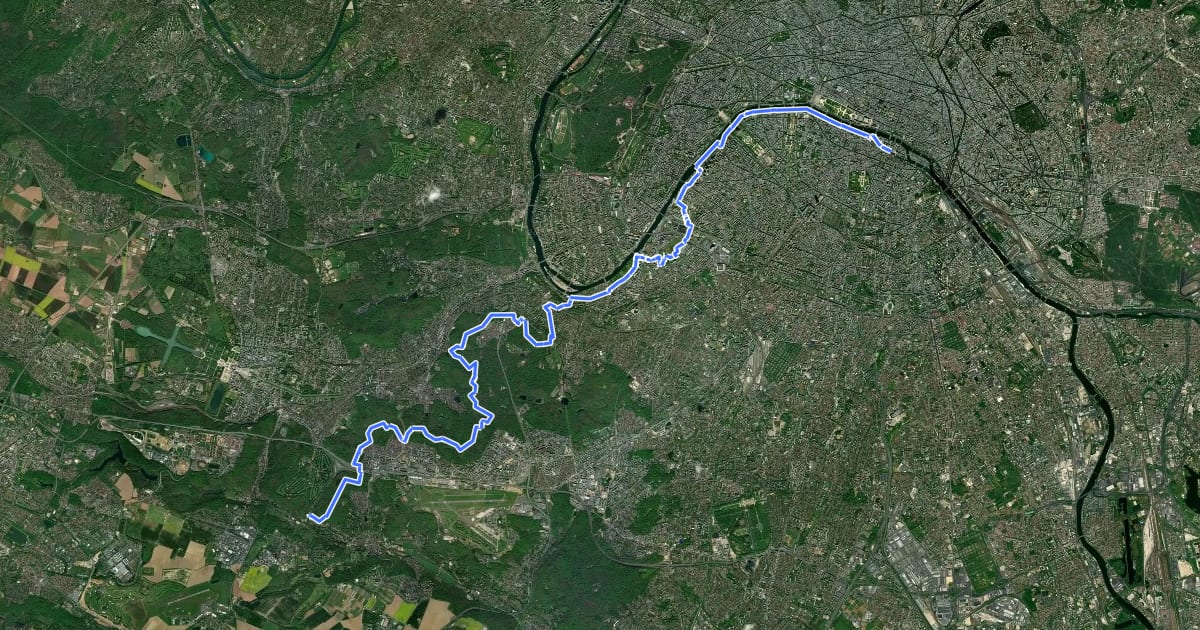 Маршрут de Paris à Versailles на спутниковом снимке