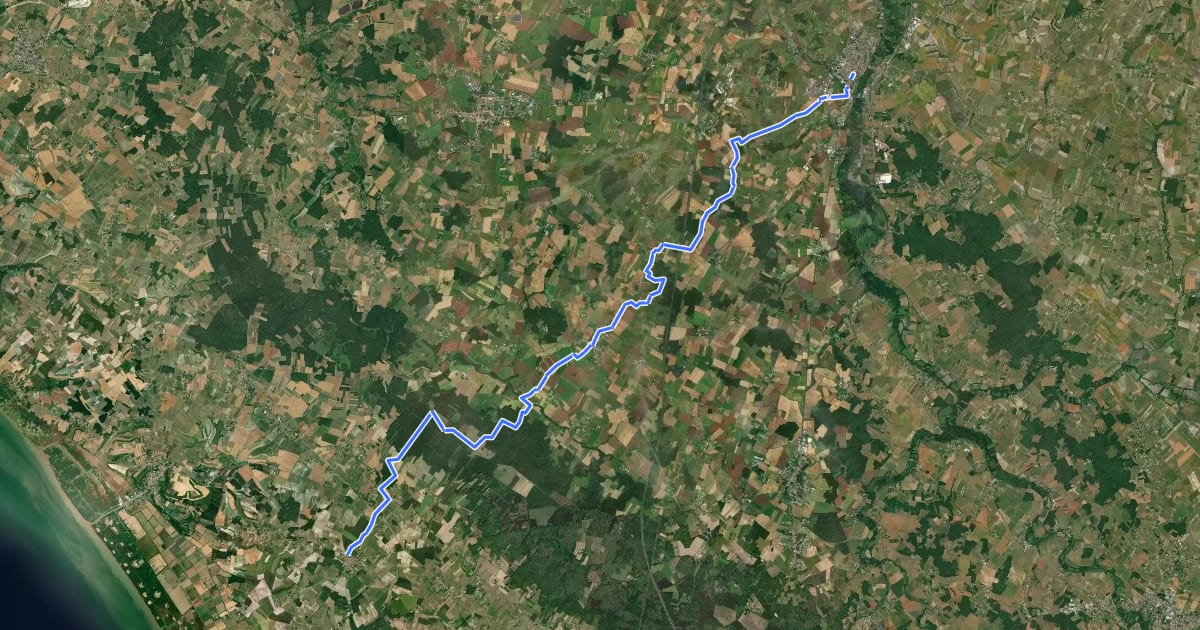 Маршрут De Pons à Saint-Fort-sur-Gironde на спутниковом снимке