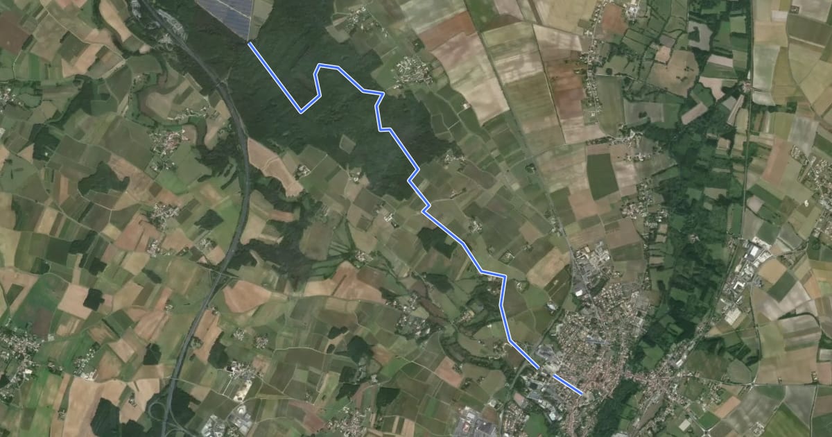 Маршрут De Pons à Saint-Léger на спутниковом снимке