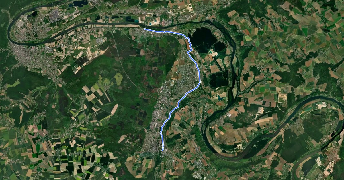 Маршрут De Pont de l'Arche à Louviers на спутниковом снимке