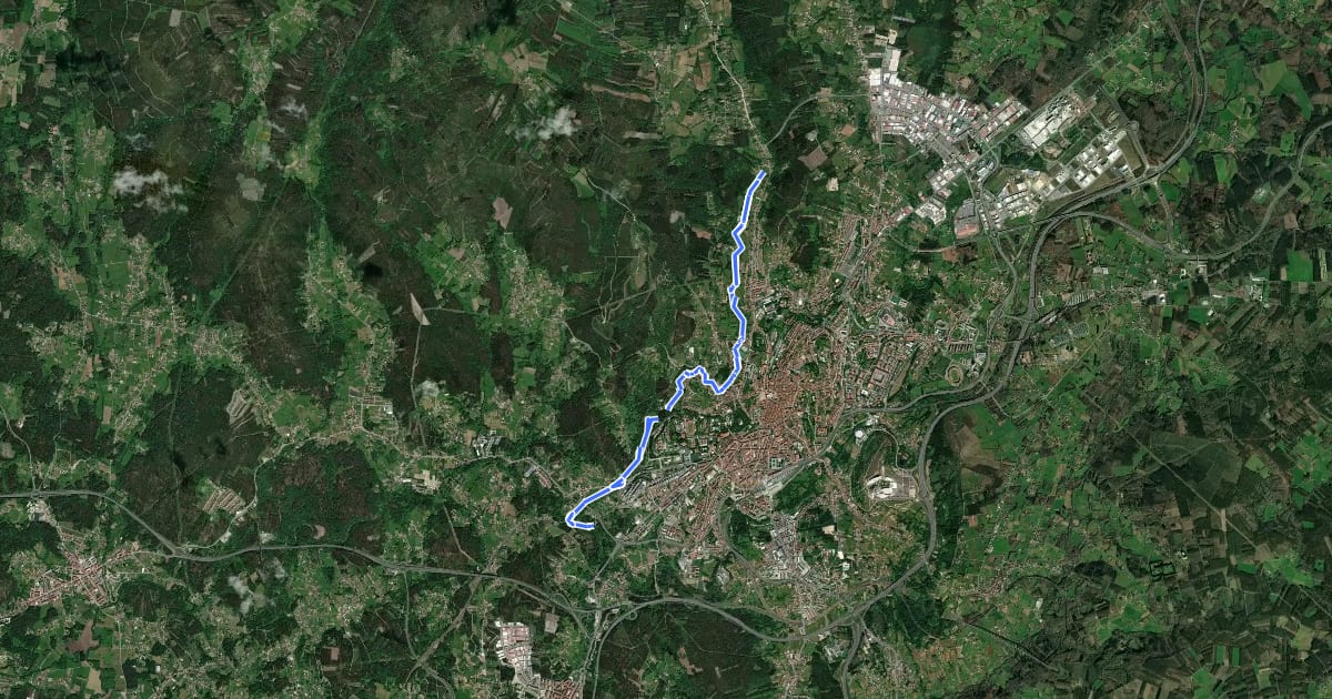 Маршрут De ponte a ponte polo río Sarela на спутниковом снимке