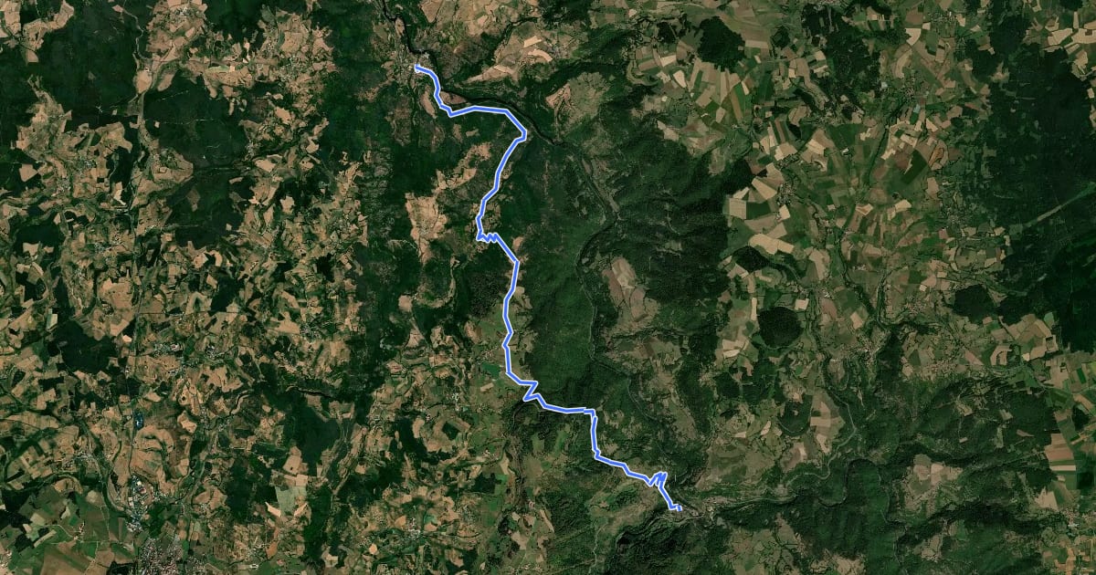 Маршрут De Prades à Monistrol d'Allier на спутниковом снимке