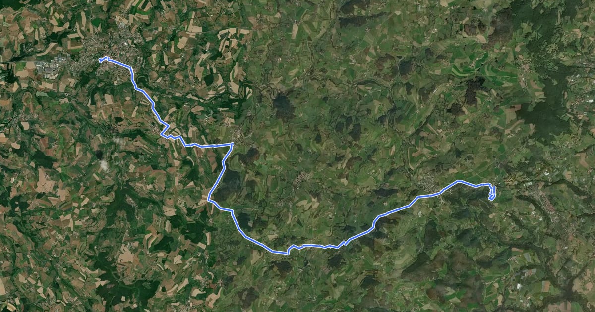 Маршрут De Riverie à Saint-Symphorien на спутниковом снимке