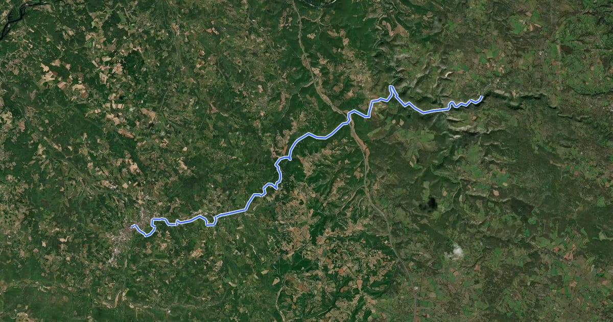 Маршрут De Rocamadour à Gourdon на спутниковом снимке