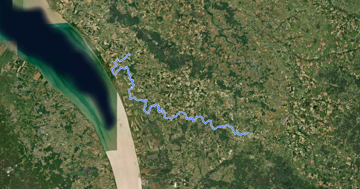 Маршрут De St-Fort-sur-Gironde à Rouffignac на спутниковом снимке